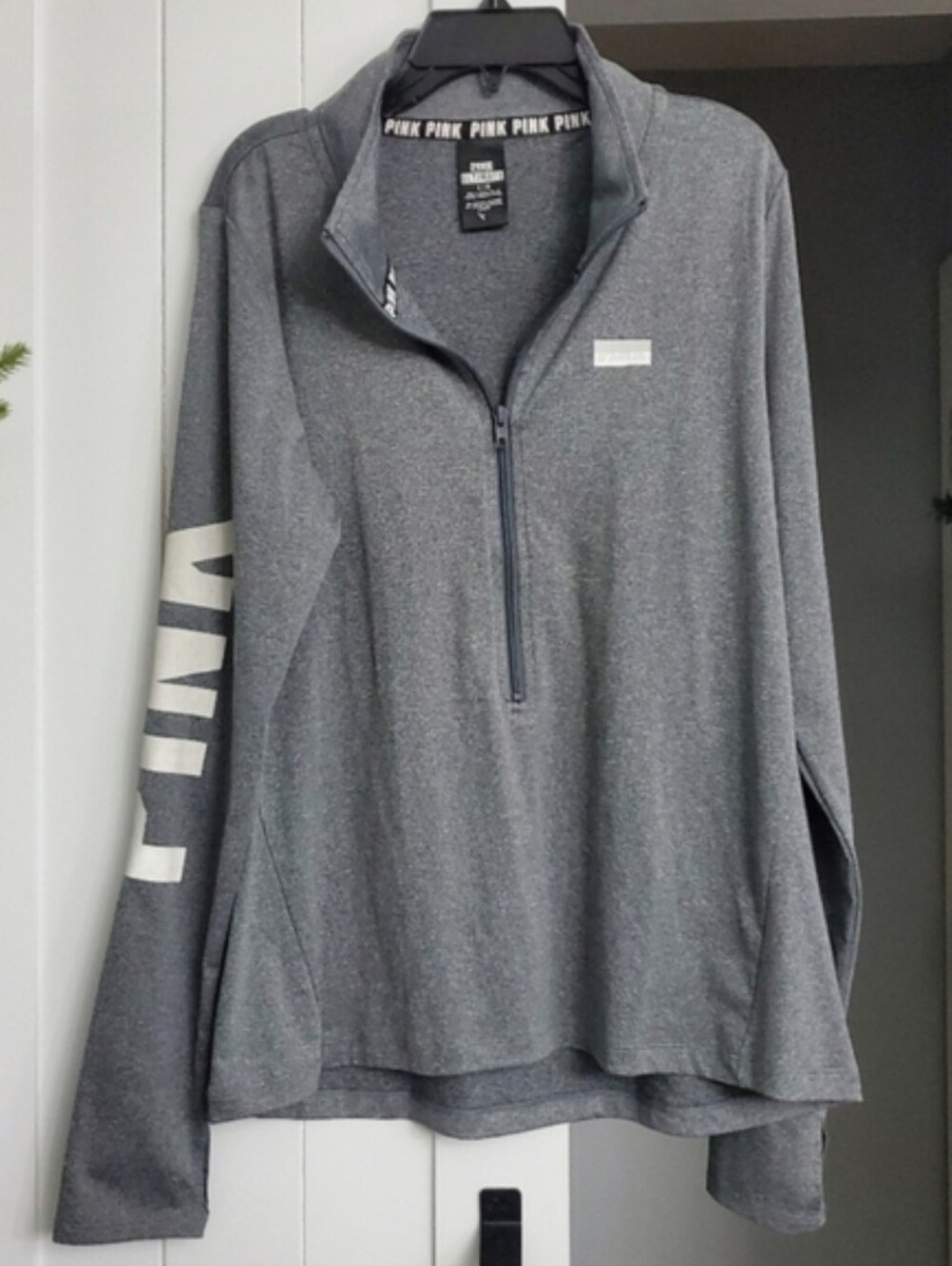 PINK Victoria's Secret Charcoal Gray Quarter-Zip Pullover. NWOT!